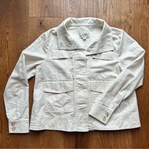 NWT LOFT Linen Blend Utility Jacket, Ivory, Medium